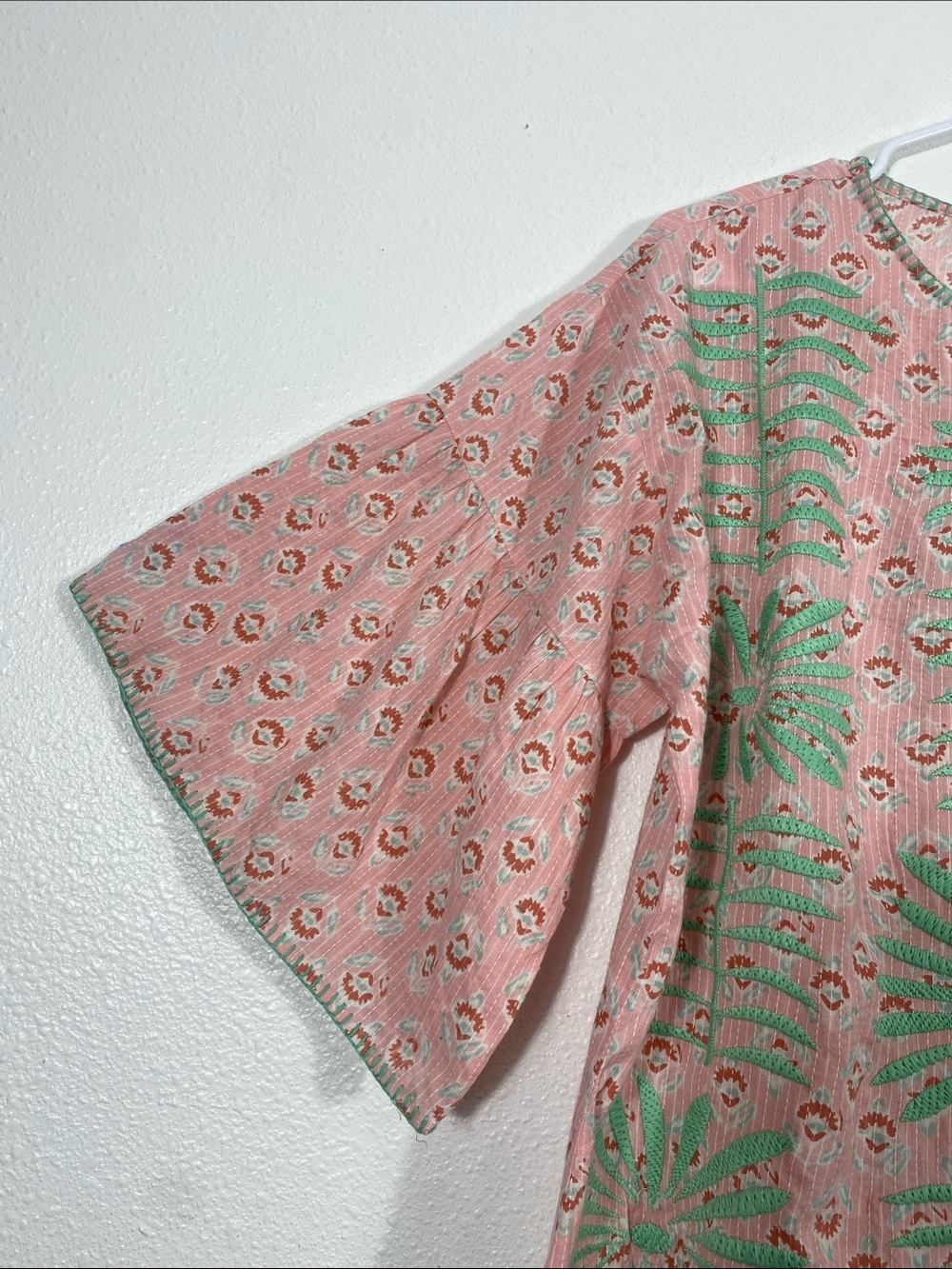Sister Mary Elena Pink Green Embroidered Cotton Blouse Top Boho XS - Picture 4 of 16